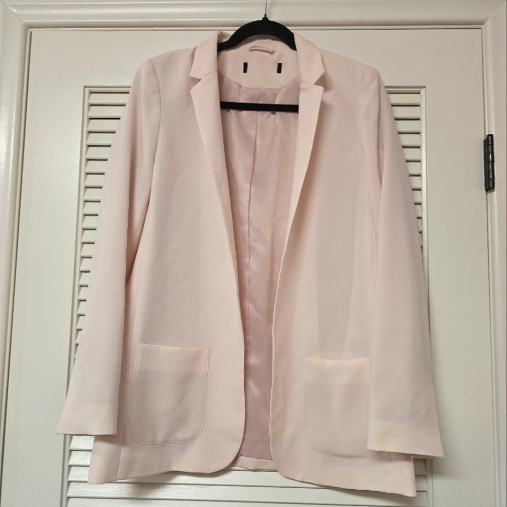 Light Pink Lightweight Long-Sleeve Blazer Jacket With Pockets
